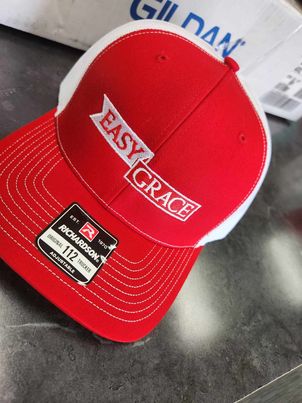 Easy Grace Fitted Cap ( Red & White)