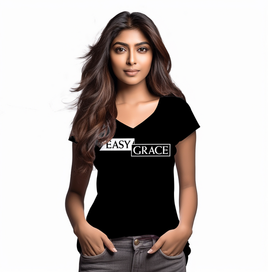 Easy Grace Apparel: Jet Black V-Neck T-Shirt