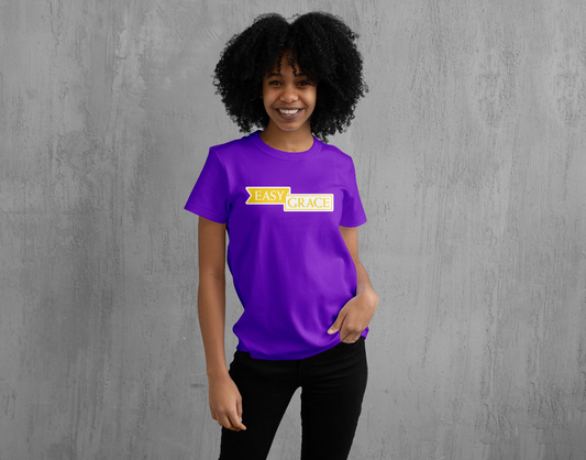 Easy Grace Apparel: Purple and Yellow Crew NeckT-Shirt