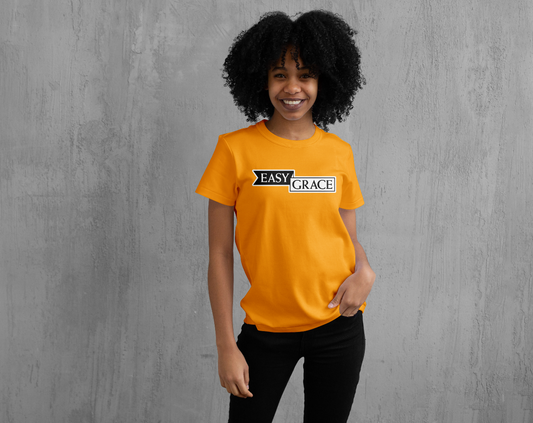Easy Grace Apparel: Orange and Black Crew Neck T Shirt