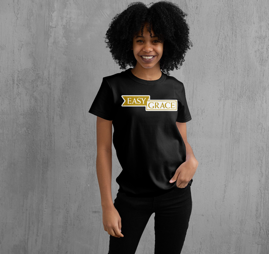Easy Grace Apparel: Black and Gold Crew Neck T-Shirt