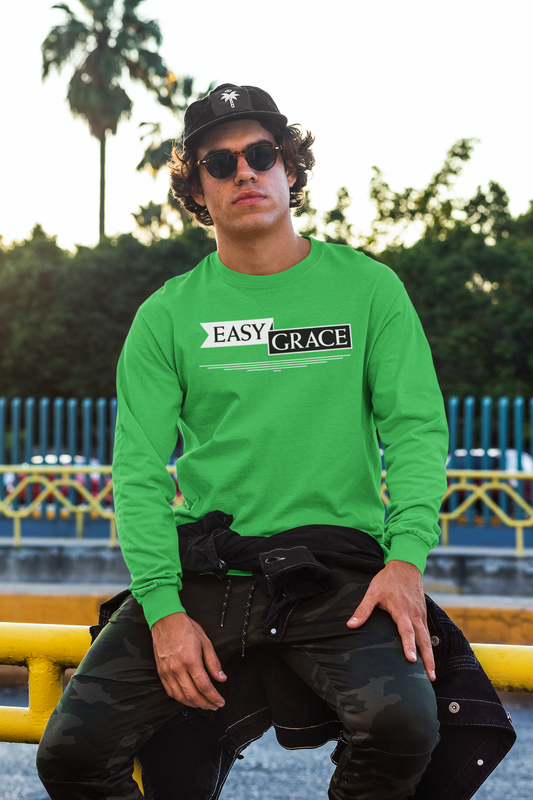 Easy Grace Long Sleeve Cotton T-Shirt for Men – Green