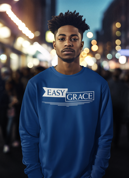 Easy Grace Long Sleeve Cotton T-Shirt for Men – Blue