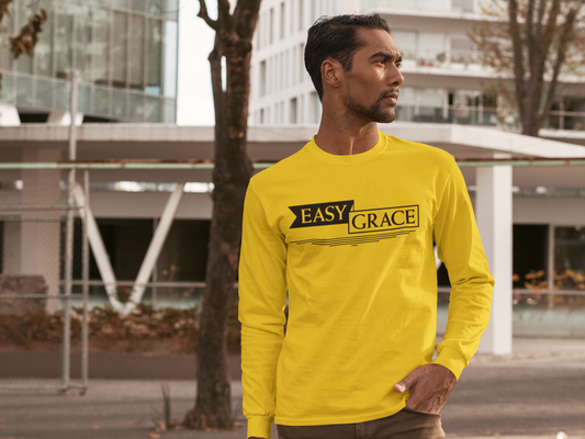 Easy Grace Long Sleeve Cotton T-Shirt for Men – Yellow
